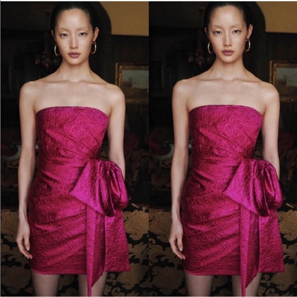 Ronny Kobo Magenta Metallic Fuschia Strapless Carolalyana Carolina Mini Dress S - Picture 1 of 12